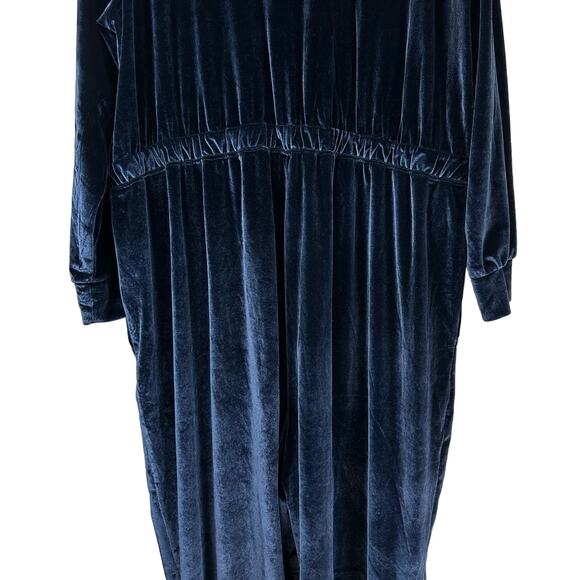 Fabletics Velour Zip-Up Wide Leg One Piece Jumpsuit Blue 4X - Picture 8 of 15